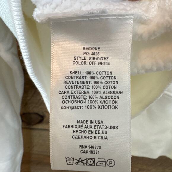 RE/DONE 70's Half Zip Sweatshirt in Off White Size Small NWOT - Picture 9 of 10